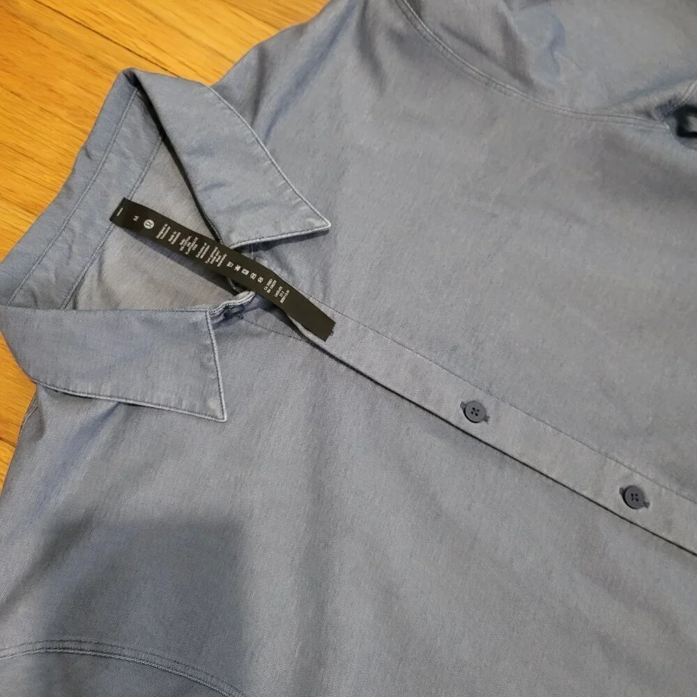 Lululemon Commission Long Sleeve Blue Shirt Men's Button Front Excellent - Picture 5 of 6